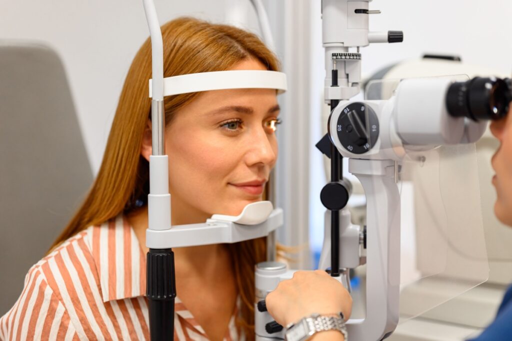 A person having an eye exam.